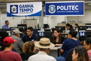Atendimento ao público no Ganha Tempo de Mato Grosso para emissão da nova Carteira de Identidade Nacional